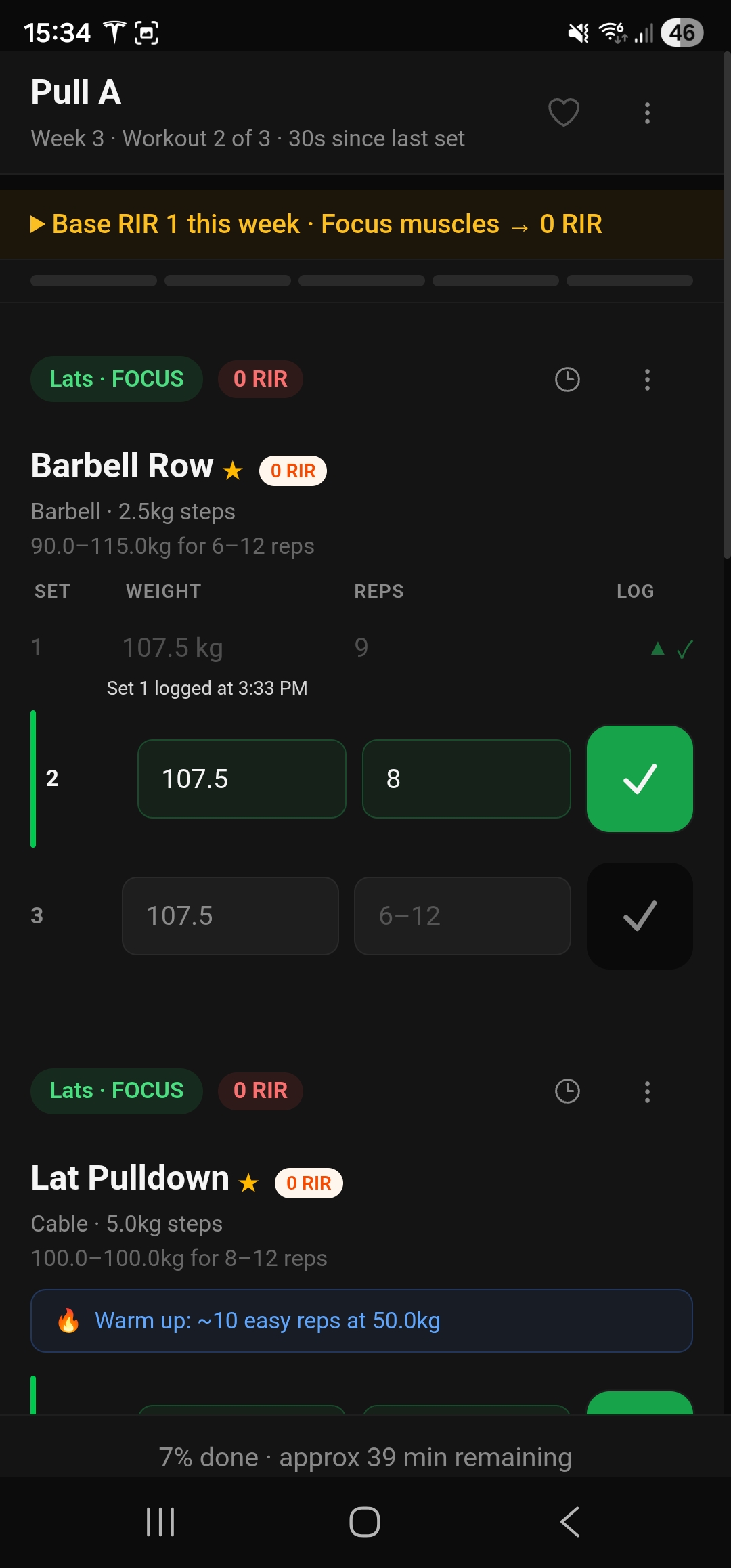 Workout logging